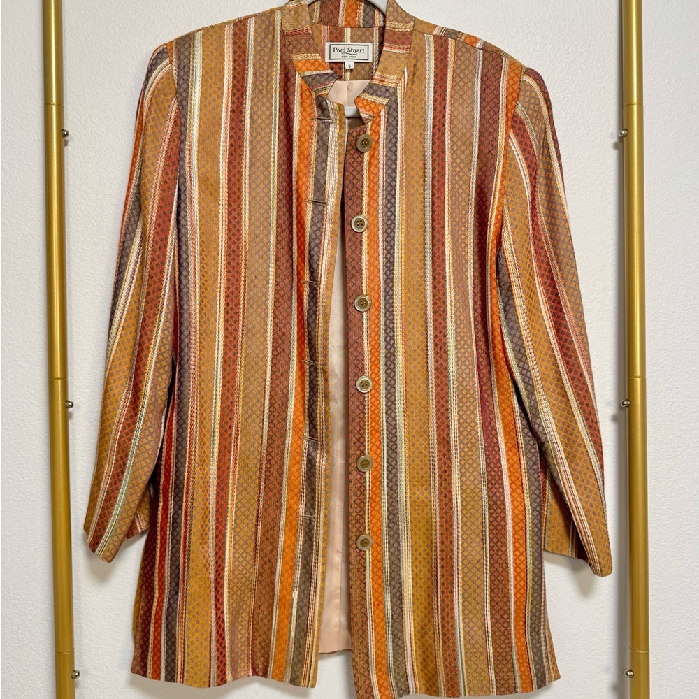 Paul Stuart Vintage Multicolor Striped Long Blazer Men’s Sz S